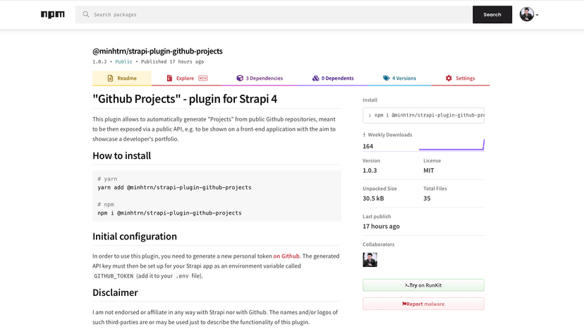 Strapi Plugin Github Projects